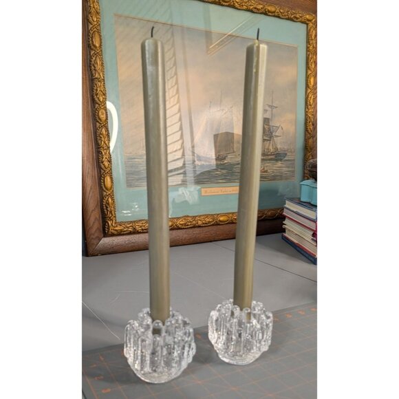 Kosta Boda Goran Warff Crystal Votive Candle Holders Set of 2 - Picture 10 of 16